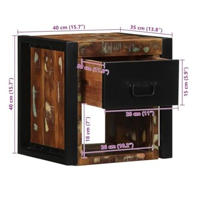 Nachtkastjes 2st 40x35x40cm massief gerecycled hout meerkleurig