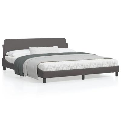 Bedframe met hoofdbord kunstleer grijs 180x200 cm