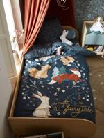 Set bedovertrek + kussensloop kinderen met gerecycled katoen BROCÉLIANDE groen, bedrukt - thumbnail