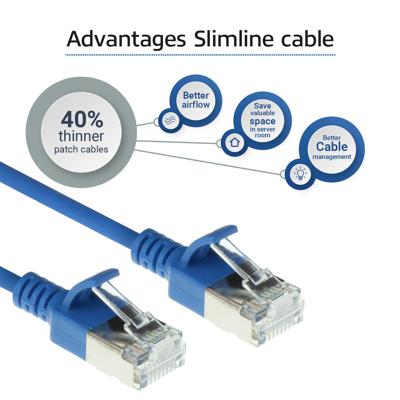 ACT Blauwe 5 meter LSZH U/FTP CAT6A datacenter slimline patchkabel snagless met RJ45 connectoren ACT Blauwe 5 meter LSZH U/FTP CAT6A datacenter slimline patchkabel snagless met RJ45 connectoren