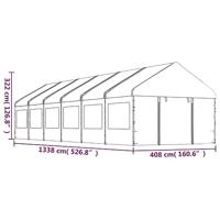 Prieel met dak 13,38x4,08x3,22 m polyetheen wit - thumbnail