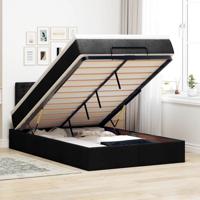 Ottoman bed met matras en LED's 120x200 cm stof zwart - thumbnail