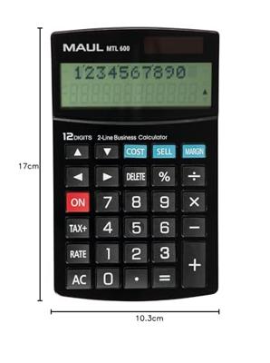 Maul MTL 600 Bureaurekenmachine Zwart Aantal displayposities: 12 werkt op batterijen, werkt op zonne-energie