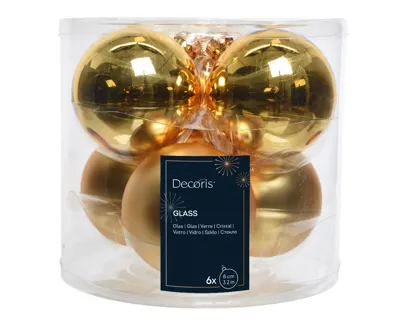Kerstballen Glas Ø8cm Goud 6st