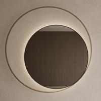 Spiegel Gliss Design Kosmos Mat Goud Rond met Frame en Indirecte LED Verlichting 120 cm - thumbnail