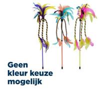 Happy Pet tabby patch kattenhengel met lint en veren assorti - thumbnail