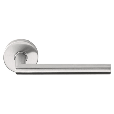 Formani | Deurkruk Geveerd LB2-16 op ronde rozet | EN1906 klasse 3 | mat roestvast staal Formani | Deurkruk Geveerd LB2-16 op ronde rozet | EN1906 klasse 3 | mat roestvast staal