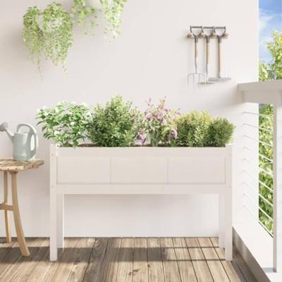 Plantenbak met poten 110x31x70 cm massief grenenhout wit Plantenbak met poten 110x31x70 cm massief grenenhout wit