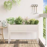 Plantenbak met poten 110x31x70 cm massief grenenhout wit - thumbnail