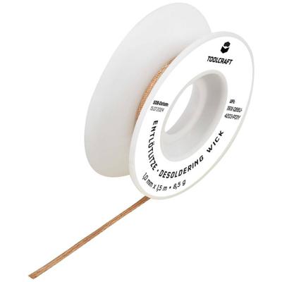 TOOLCRAFT ZD-180 Desoldeerdraad Lengte 1.5 m Breedte 1.0 mm In vloeimiddel gedrenkt