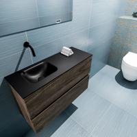MONDIAZ ADA 80cm toiletmeubel dark brown. LEX wastafel urban links zonder kraangat - thumbnail