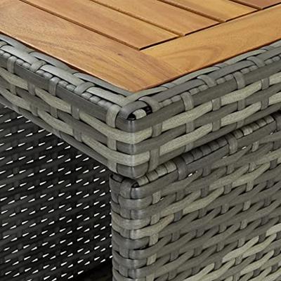 Bartafel met opbergrek 120x60x110 cm poly rattan grijs Bartafel met opbergrek 120x60x110 cm poly rattan grijs