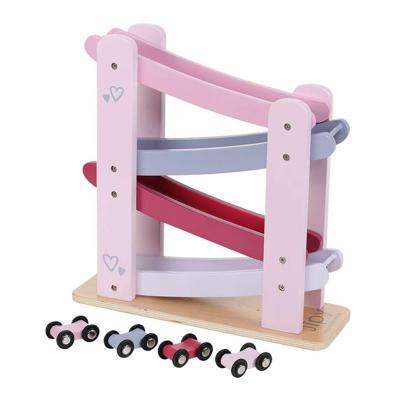 Jipy houten autobaan + 4 auto's roze Jipy houten autobaan + 4 auto's roze