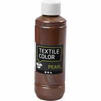 Creativ Company Textielkleur, parelmoer, bruin, 250 ml/ 1 fles - thumbnail