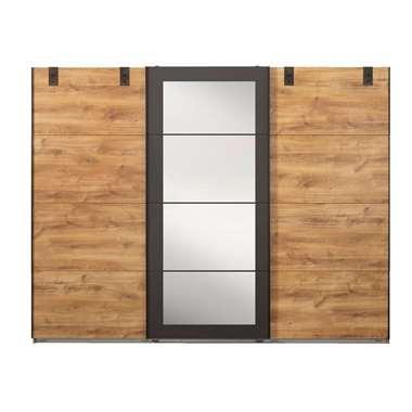 Schuifdeurkast Dex XL met spiegel - eikenkleur/grafiet - 210x270x65 cm