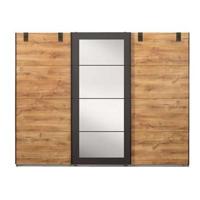 Schuifdeurkast Dex XL met spiegel - eikenkleur/grafiet - 210x270x65 cm - thumbnail