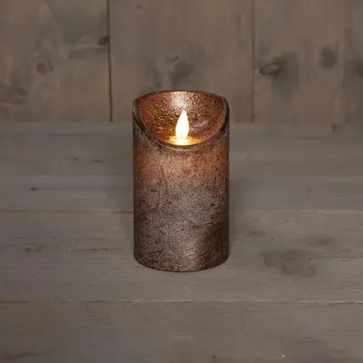 Anna&apos;s Collection LED kaars flame effect rustiek 7.5x12.5cm brons 1 stuks