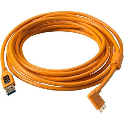 Tethertools TetherPro USB 3.0 to Micro-B Right Angle, 15' (4.6m), High-Visibility Orange