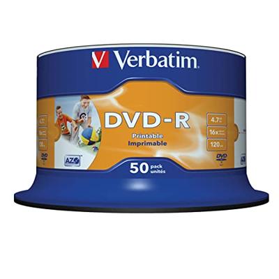 Verbatim 43533 DVD-R AZO 4,7 GB - 16x brandsnelheid, bedrukbaar, pak van 50 Spindle, zilver