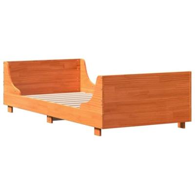 Bedframe zonder matras massief grenenhout wasbruin 75x190 cm