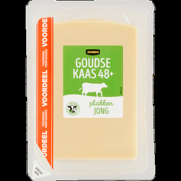 Jumbo Goudse Kaas Jong 48+ Plakken Voordeelverpakking 400 g