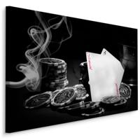 Schilderij - Poker Set, Speelkaarten, zwart/wit/rood, Premium Print - thumbnail