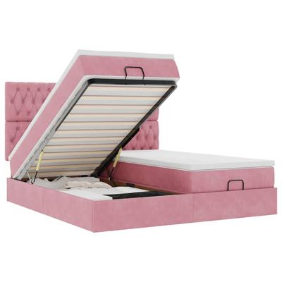 Ottoman bed met matrassen en LED's 180x200cm fluweel roze
