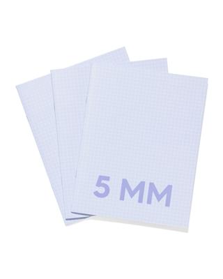 HEMA Schriften blauw A5 geruit 5mm - 3 stuks
