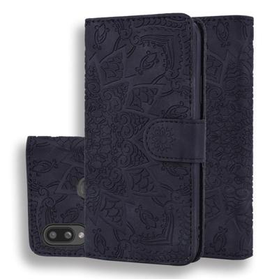 Voor Galaxy A10s kalf patroon Mandala dubbele vouwen ontwerp reliëf lederen draagtas met portemonnee & houder & kaartsleuven (zwart) Voor Galaxy A10s kalf patroon Mandala dubbele vouwen ontwerp reliëf lederen draagtas met portemonnee & houder & kaartsleuven (zwart)
