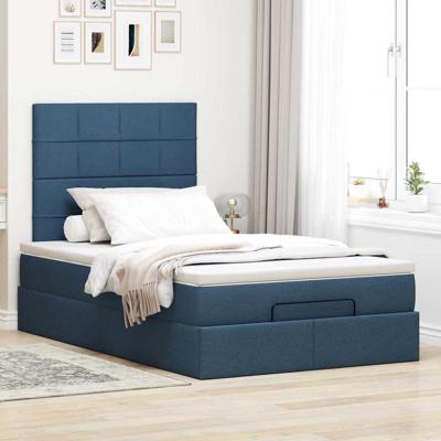 Ottoman bed met matras 90x190cm stof blauw - thumbnail