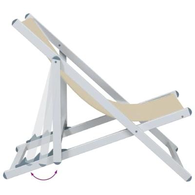 Strandstoelen inklapbaar 2 st aluminium en textileen crèmekleur