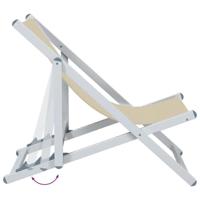 Strandstoelen inklapbaar 2 st aluminium en textileen crmekleur - thumbnail