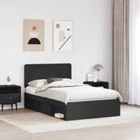 Bedframe met hoofdeinde Zwart 135 x 190 cm Massief grenenhout - thumbnail