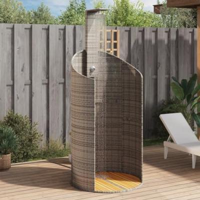 VidaXL Buitendouche 100x100x241,5 cm poly rattan en acaciahout grijs