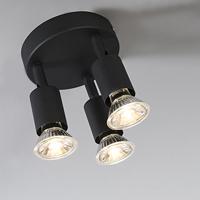 QAZQA Industriële spot zwart kantelbaar rond 3-lichts - Jeany - thumbnail