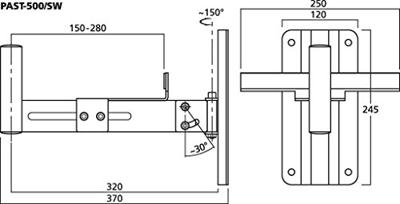 Monacor PAST-500/SW Houder voor PA-luidsprekers Kantelbaar, Zwenkbaar 1 stuk(s)