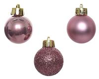 Decoris kerstballen set plastic 14st Roze mix 3cm - thumbnail