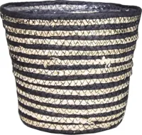 Floran Rotan plantenmand naturel/zwart 19x16cm met plastic - thumbnail