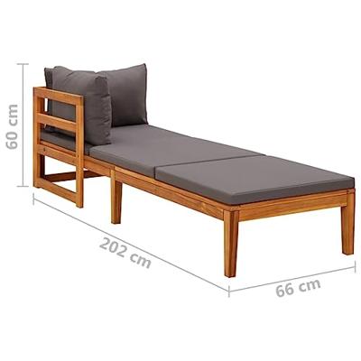 Ligbed met 1 armleuning massief acaciahout donkergrijs