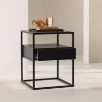 Nohr Nachtkastje 'Nisreen' Metaal en glas, 40 x 40cm, kleur Zwart - thumbnail