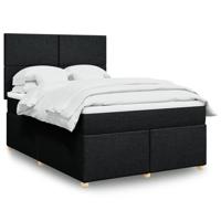 Boxspring met matras stof zwart 140x190 cm - thumbnail