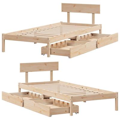 Bedframe zonder matras massief grenenhout 90x200 cm
