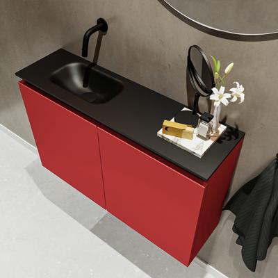 MONDIAZ TURE 80cm toiletmeubel fire. EDEN wastafel urban links geen kraangat MONDIAZ TURE 80cm toiletmeubel fire. EDEN wastafel urban links geen kraangat