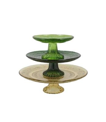 Dayah summer green mix glass plate on foot 15x8cm ass p/1 Daan Kromhout design - Daan kromhout design