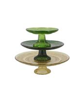 Dayah summer green mix glass plate on foot 15x8cm ass p/1 Daan Kromhout design - Daan kromhout design - thumbnail