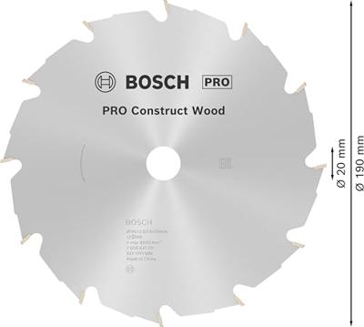 Bosch Accessories Construct Wood 2608641201 Hardmetaal-cirkelzaagblad 190 x 20 x 2.6 mm Aantal tanden: 12 1 stuk(s) Bosch Accessories Construct Wood 2608641201 Hardmetaal-cirkelzaagblad 190 x 20 x 2.6 mm Aantal tanden: 12 1 stuk(s)