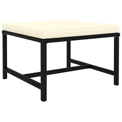 5-delige Loungeset met kussens poly rattan zwart - thumbnail