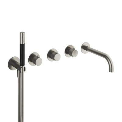Thermostatische Badkraan Hotbath Cobber X Inbouw Met 2 Stopkranen En Handdouche Met Uitloop Geborsteld Nikkel