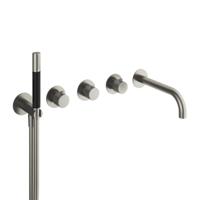 Thermostatische Badkraan Hotbath Cobber X Inbouw Met 2 Stopkranen En Handdouche Met Uitloop Geborsteld Nikkel - thumbnail