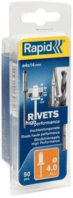 Rapid High performance blindklinknagels Ø4,0 x 14 mm, 50 stuks + boor - 5000385 - 5000385